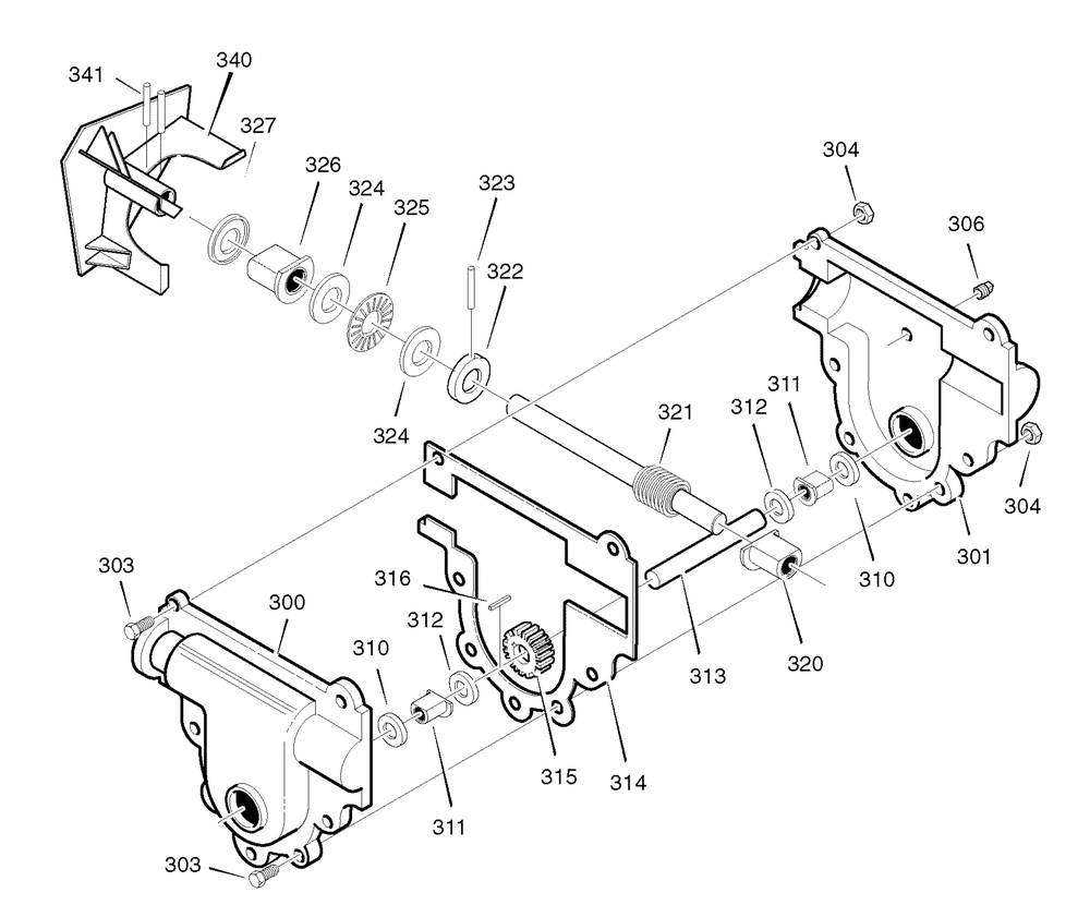 Gear Case Diagram and Parts List for 6271200X113A (18-2830-38  AN927)(2007) Briggs and Stratton Snow Blower